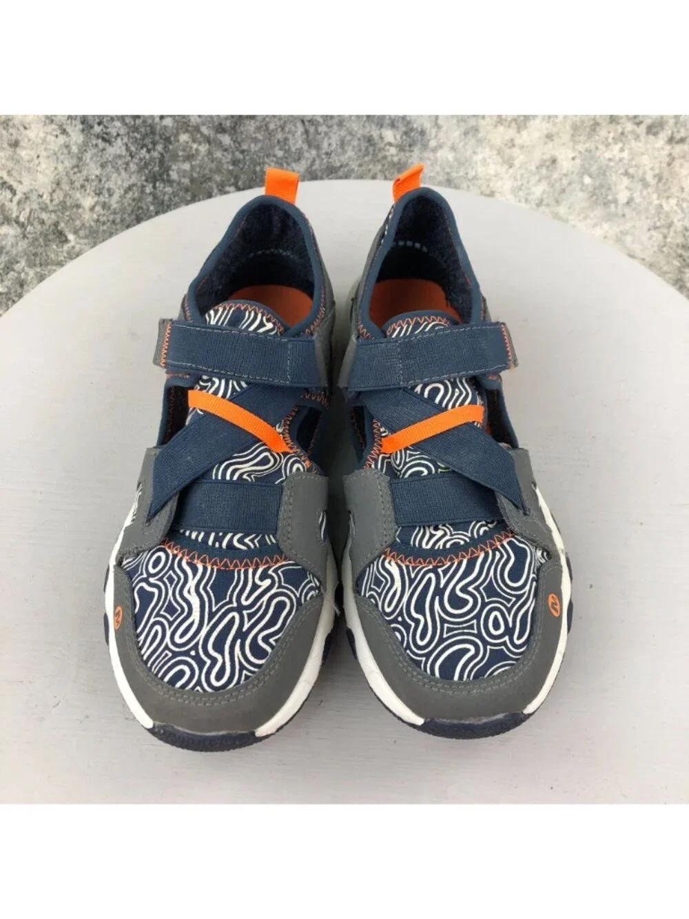 Merrell Kid's Size 5M Hydro Free Roam Grey Navy Blue Orange No Lace Sneakers
